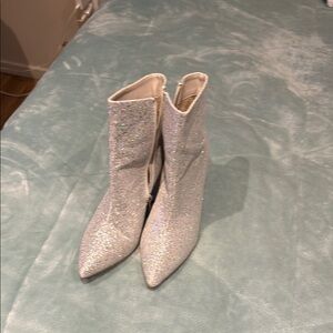 Elegant Silver Women's Ankle Boots